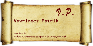 Vavrinecz Patrik névjegykártya